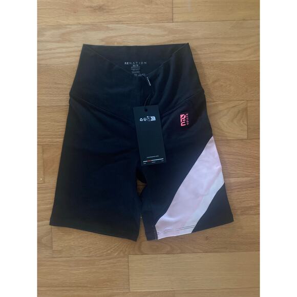 NWT P.E Nation Studio Soft Sprint Time Bike Shorts Black Pink White Stripe XS - Picture 4 of 6